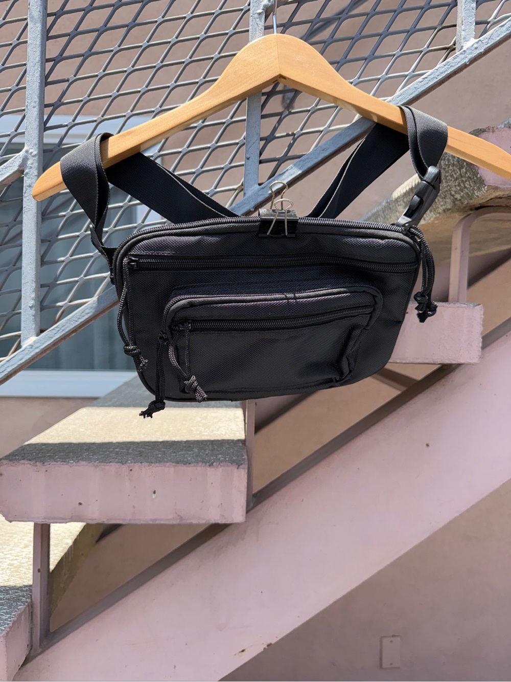 Black Men's Crossbody Waist Bag - Unbranded